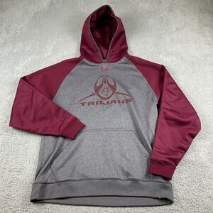 USC Trojans Hoodie Mens Large Grey Cardinal Under Armour Storm Pocket Sweatshirt